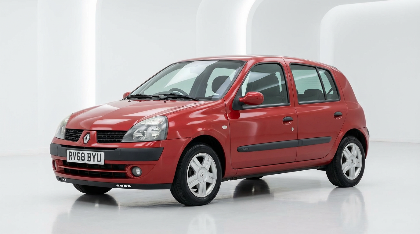 Red sports car in premium showroom after AI transformation